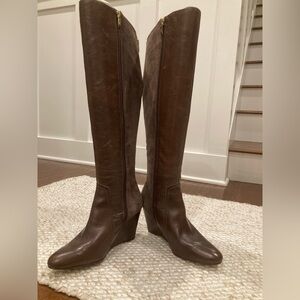 Marc Fisher Dewey Chocolate Leather/Suede Wedge Boots ( Size 8M - EUC)